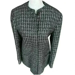 Vintage Evan Picone black and silver houndstooth metallic jacket size 10